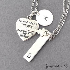 Key To My Heart, Couple Necklace, Mr. Mrs.,hand..