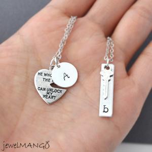 Key To My Heart, Couple Necklace, Mr. Mrs.,hand..