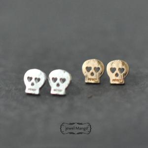 - Ship- Skull Stud Earrings - Gold Or Silver,