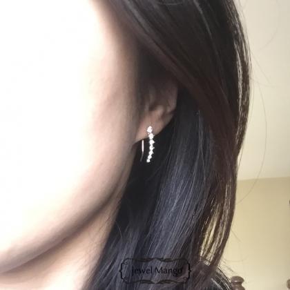 Silver Ear Pin Earrings, cubic silv..