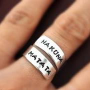 Hakuna Matata ring, Custom Ring, Personalized Ring, happy ring, Best friends gifts, Twist ring, wrapped ring, Adjustable ring, no worries