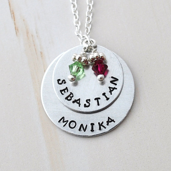 Mother Necklace Personalized Birth Stone Necklace Mommy Necklace Kids Name
