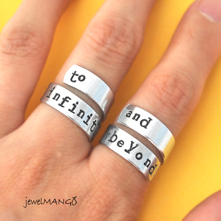 To infinity and beyond ring set,Personalized Ring, Infinity ring, Best friends gifts, Twist ring, wrapped ring, Adjustable ring set