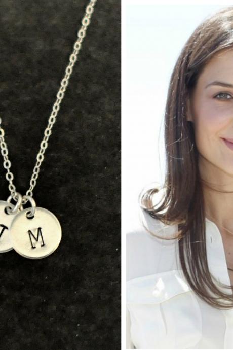 monogram jewelry, sterling Silver initial coin necklace, Personalized Silver disc necklace, Personalized Initial circle necklace, initial monogram